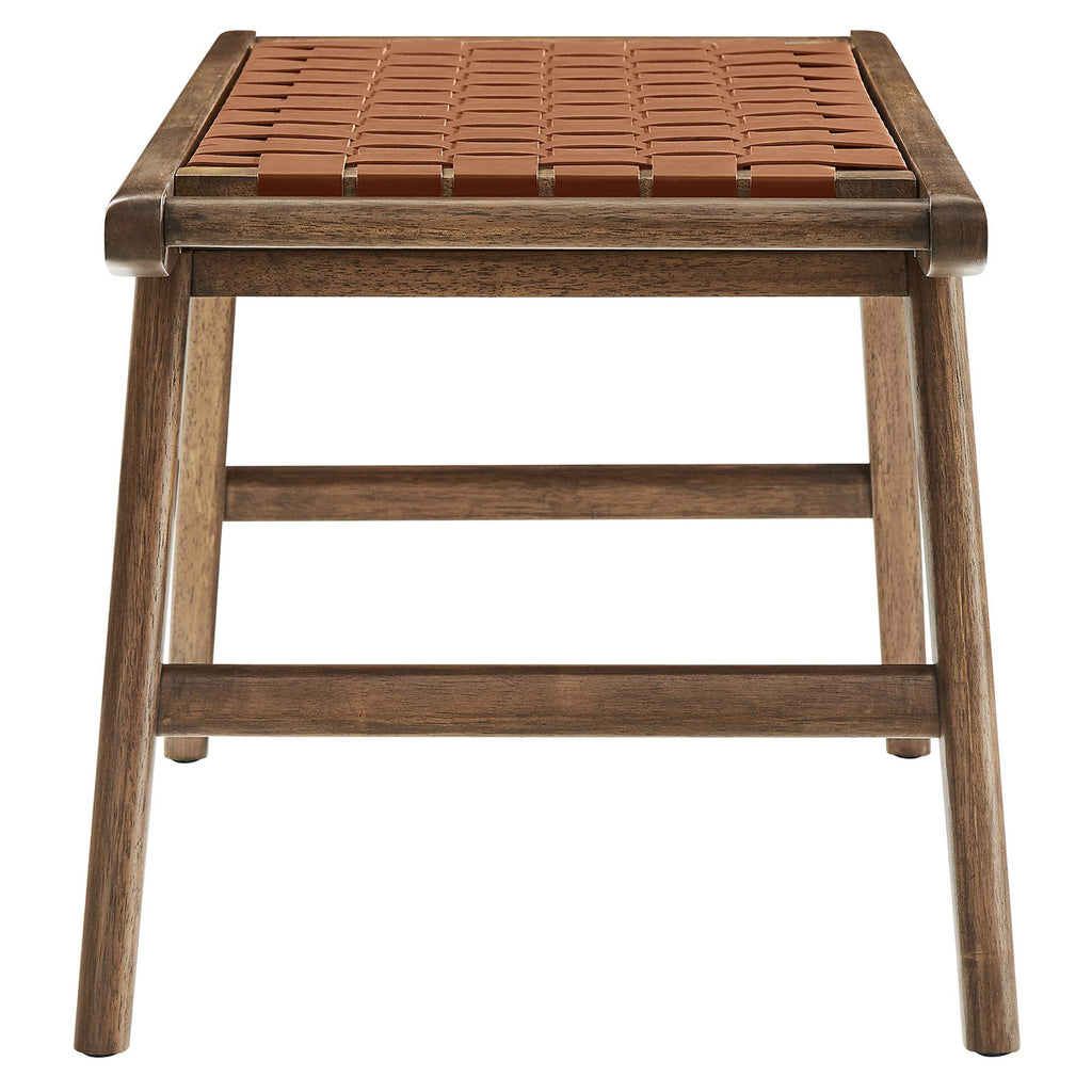 Saoirse 47" Faux Leather Wood Bench - Walnut Brown