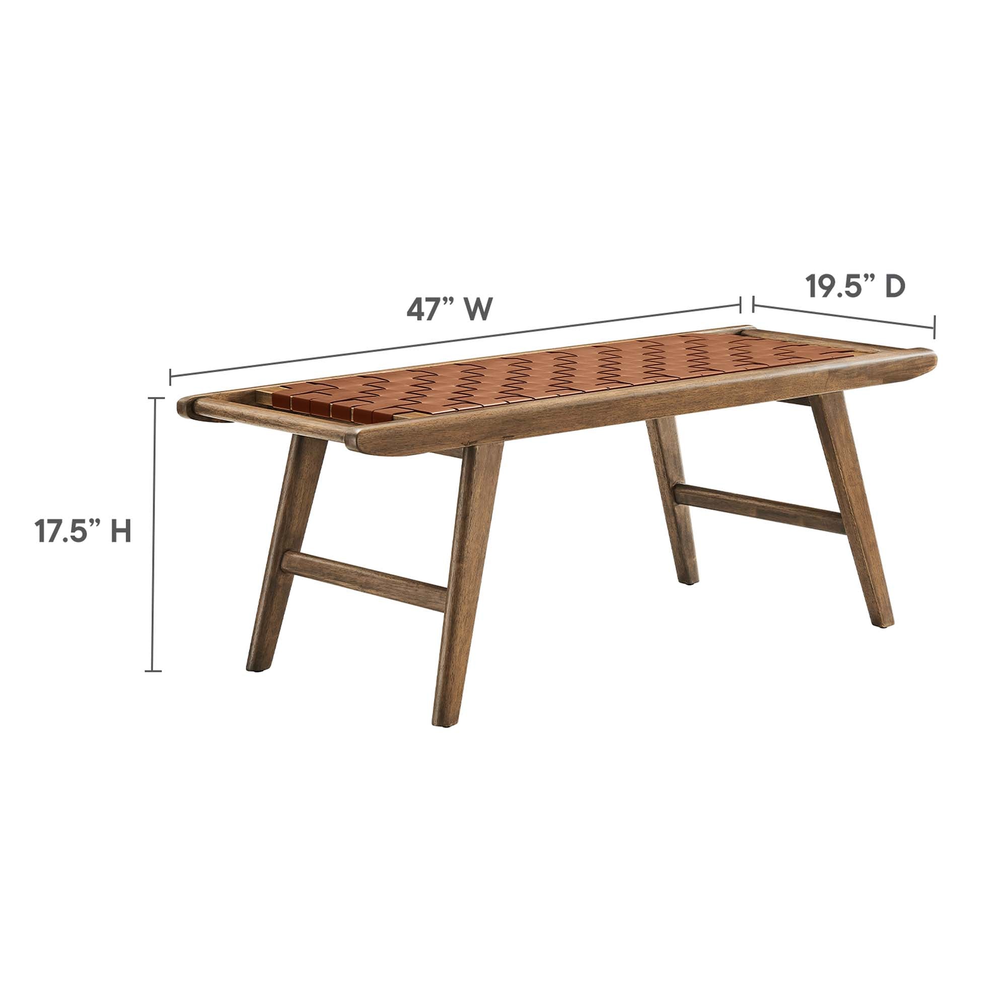 Saoirse 47" Faux Leather Wood Bench - Walnut Brown