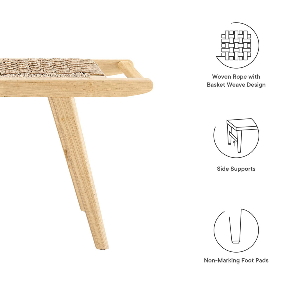 Saoirse 47" Wove Rope Wood Bench - Natural Natural