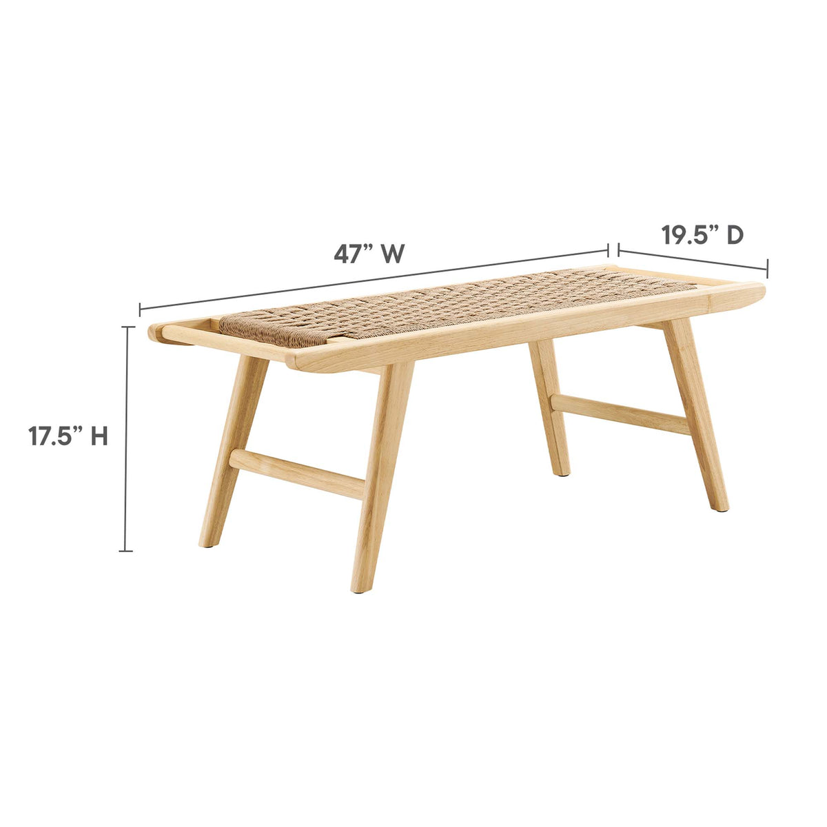 Saoirse 47" Wove Rope Wood Bench - Natural Natural