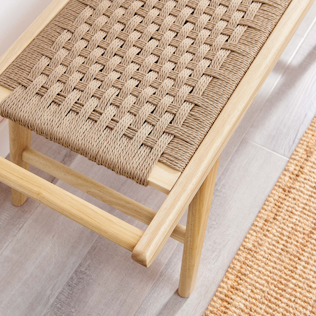 Saoirse 47" Wove Rope Wood Bench - Natural Natural