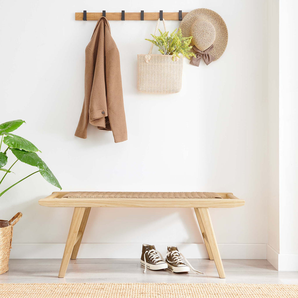 Saoirse 47" Wove Rope Wood Bench - Natural Natural