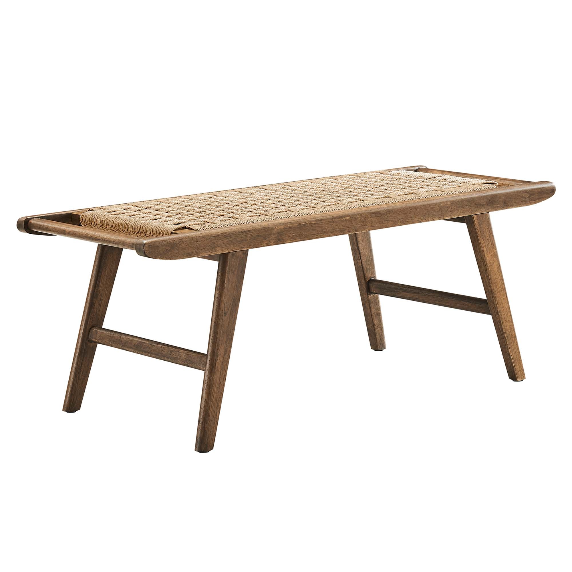 Saoirse 47" Wove Rope Wood Bench - Walnut Natural