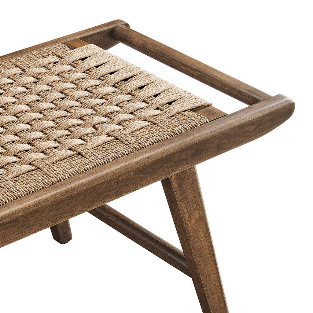 Saoirse 47" Wove Rope Wood Bench - Walnut Natural
