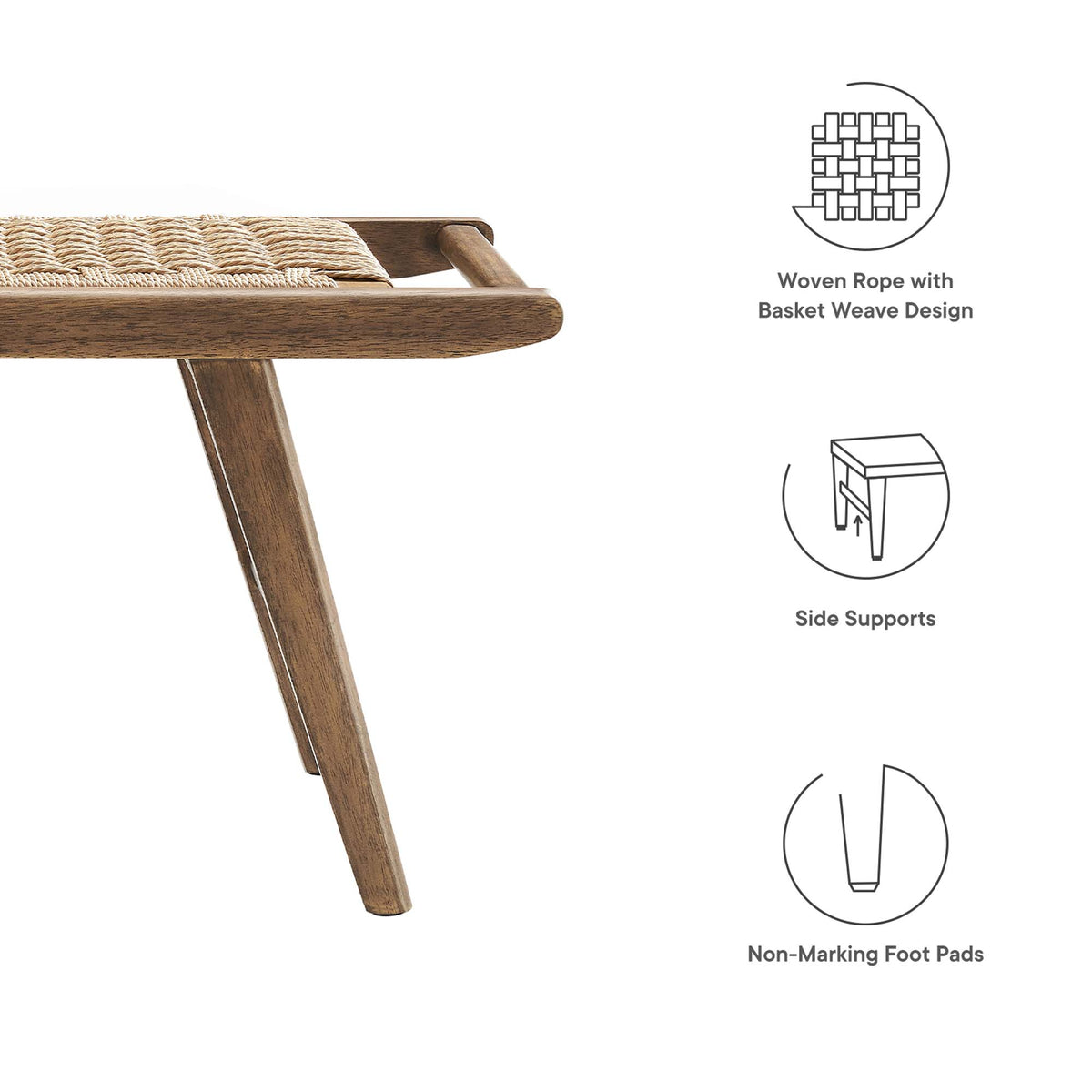 Saoirse 47" Wove Rope Wood Bench - Walnut Natural