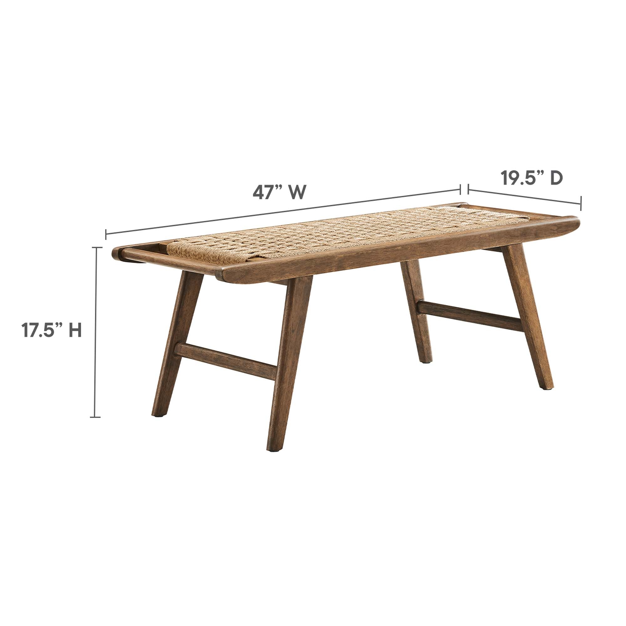 Saoirse 47" Wove Rope Wood Bench - Walnut Natural