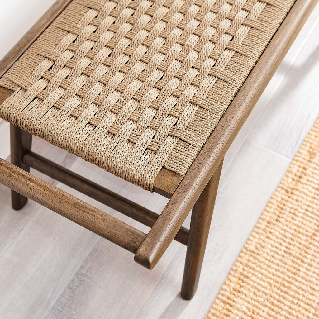 Saoirse 47" Wove Rope Wood Bench - Walnut Natural