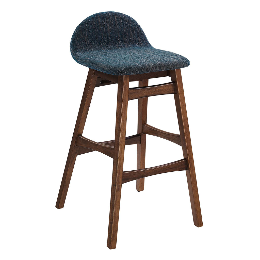 Juno Wood Bar Stool Set of 2 - Navy Fabric