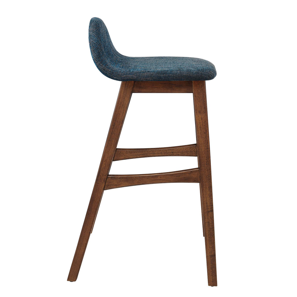 Juno Wood Bar Stool Set of 2 - Navy Fabric