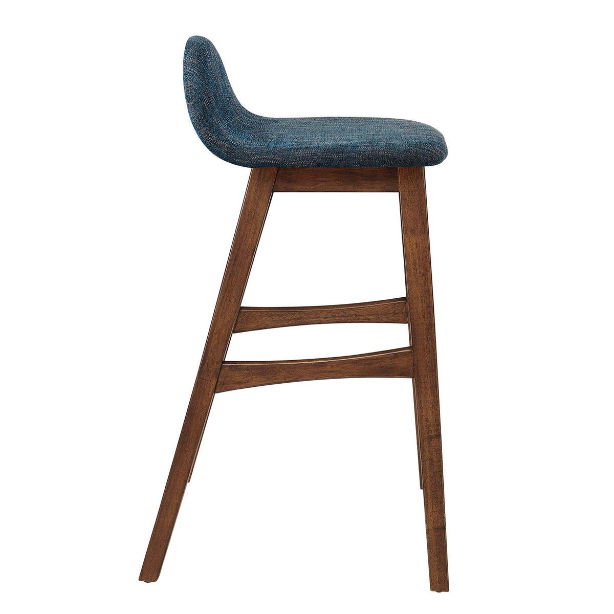 Juno Wood Bar Stool Set of 2 - Navy Fabric