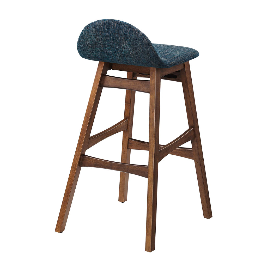 Juno Wood Bar Stool Set of 2 - Navy Fabric