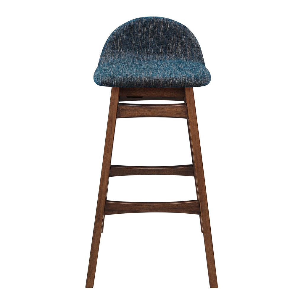 Juno Wood Bar Stool Set of 2 - Navy Fabric
