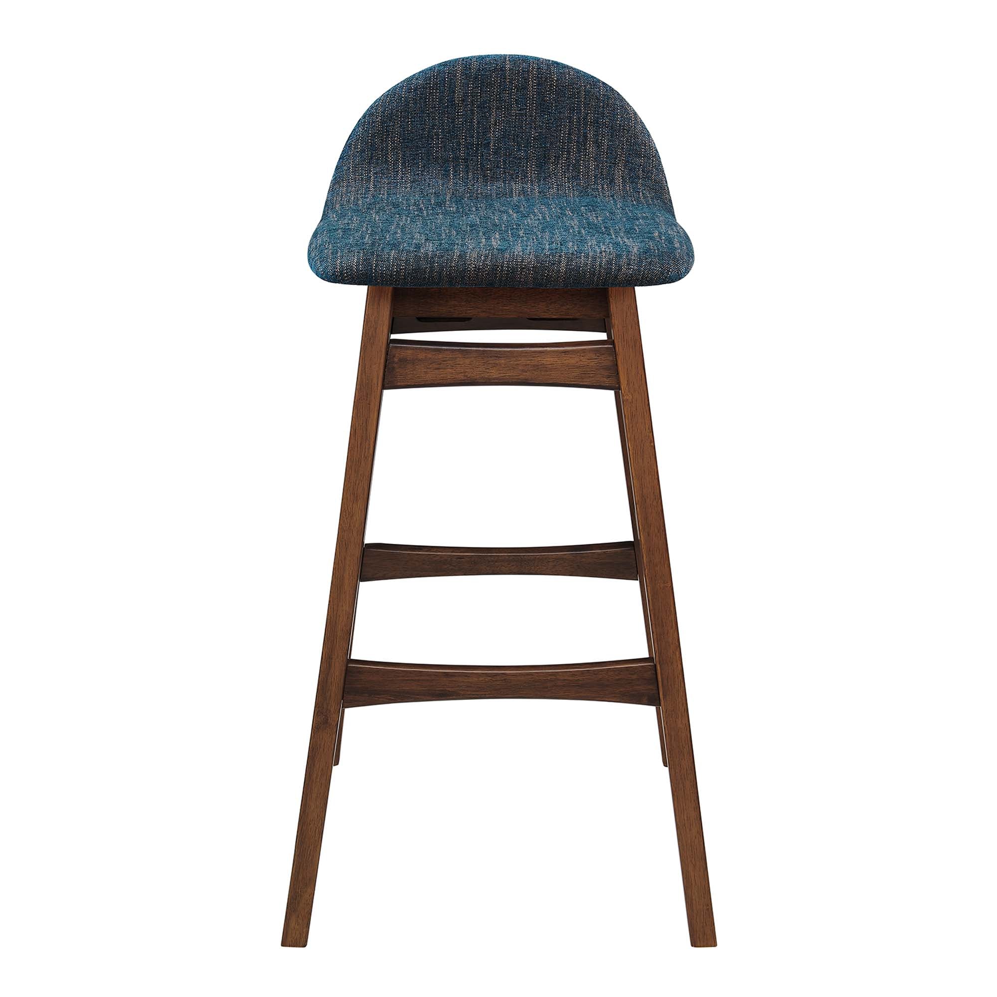 Juno Wood Bar Stool Set of 2 - Navy Fabric