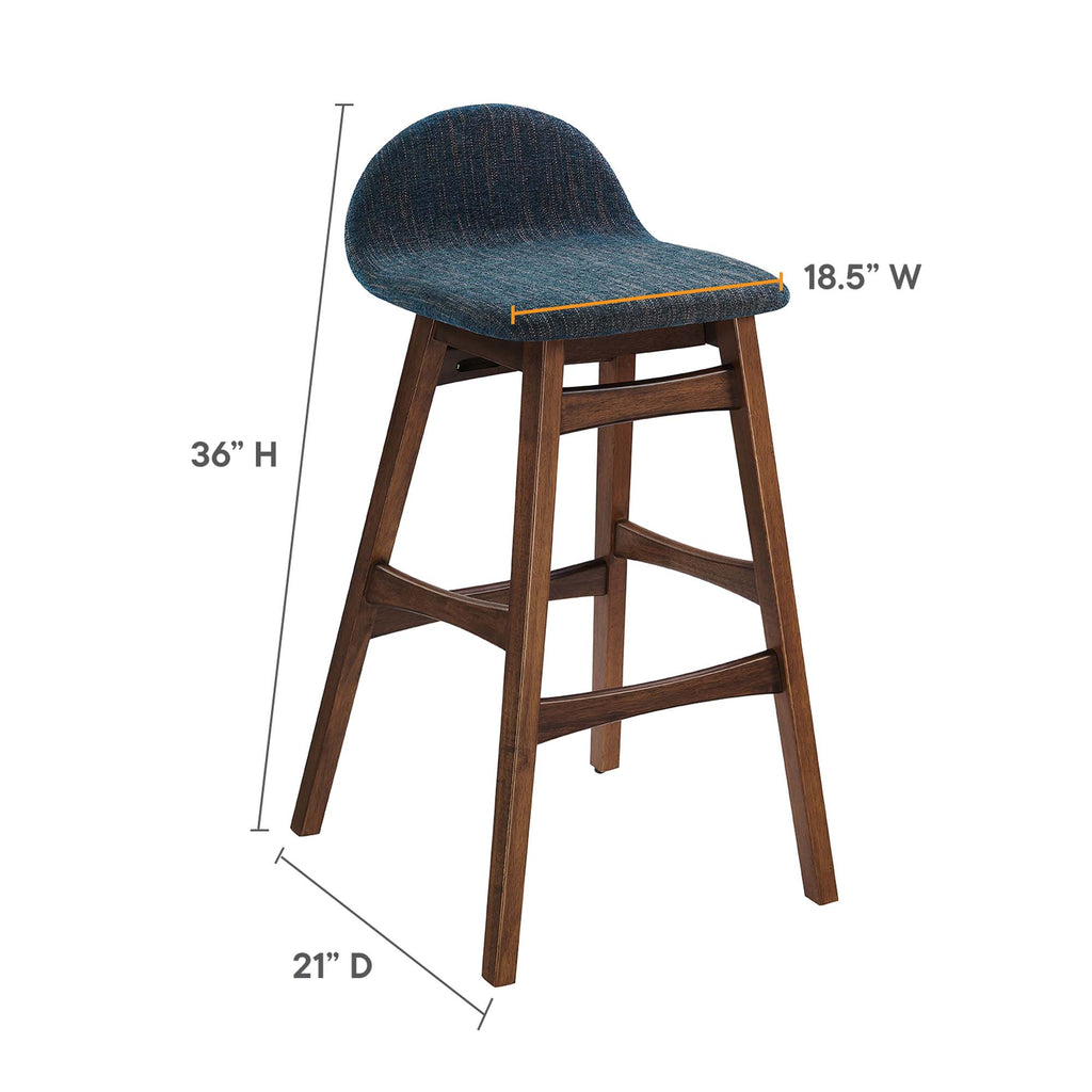 Juno Wood Bar Stool Set of 2 - Navy Fabric