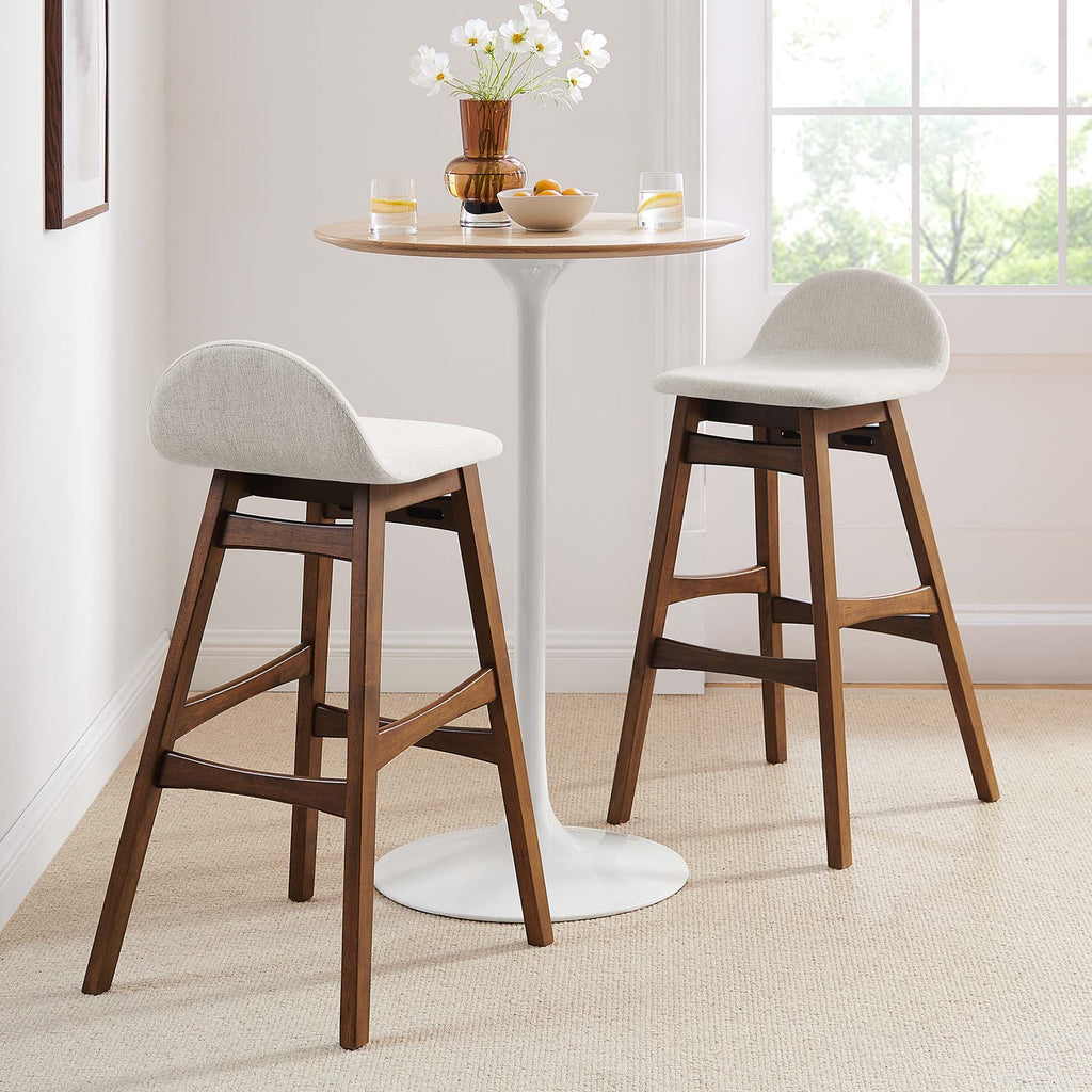 Juno Wood Bar Stool Set of 2 - Ivory Fabric
