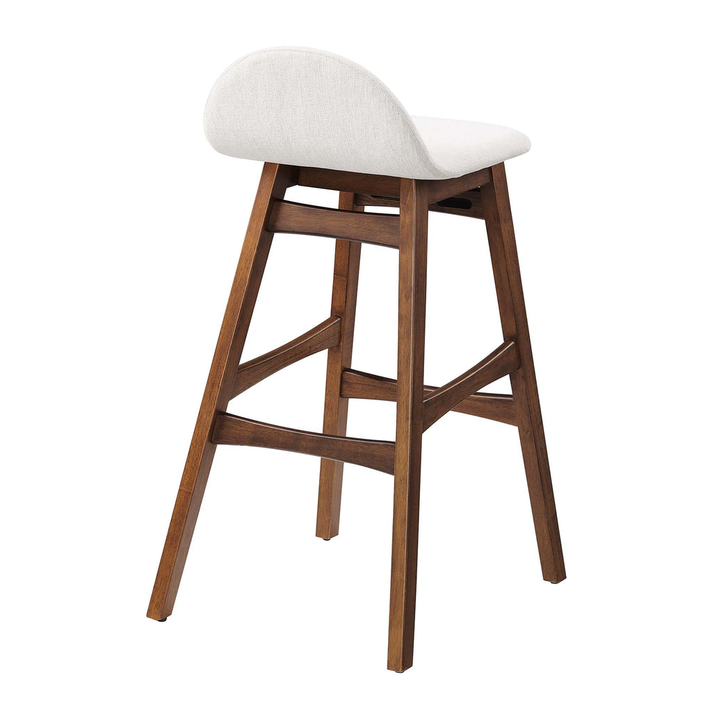 Juno Wood Bar Stool Set of 2 - Ivory Fabric