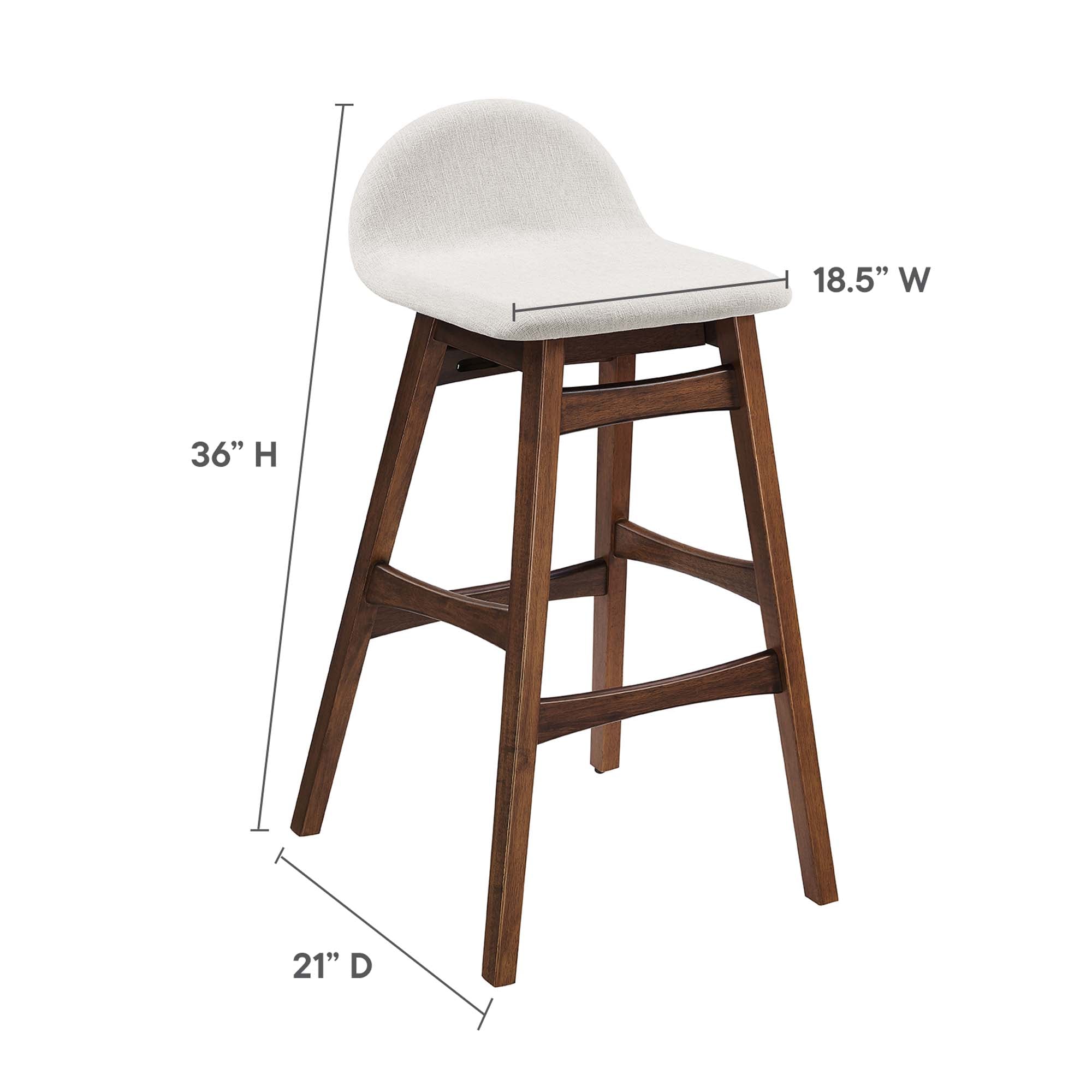 Juno Wood Bar Stool Set of 2 - Ivory Fabric