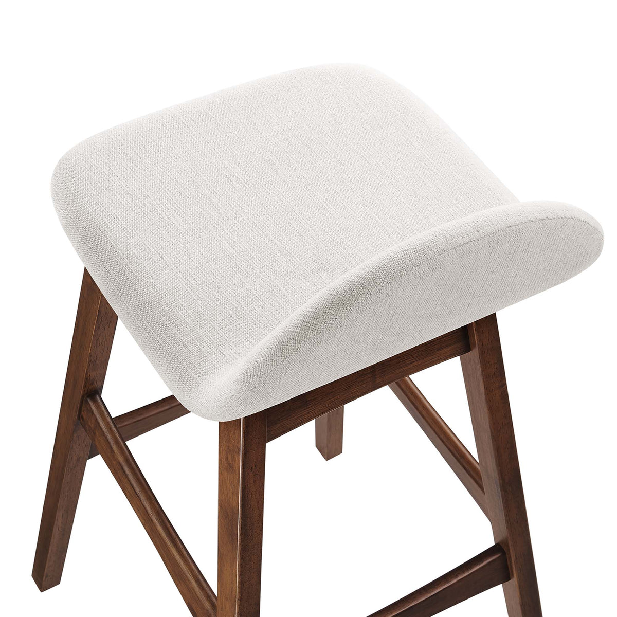 Juno Wood Bar Stool Set of 2 - Ivory Fabric