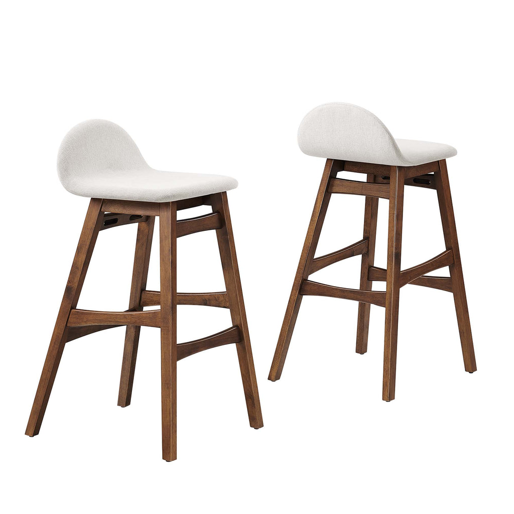 Juno Wood Bar Stool Set of 2 - Ivory Fabric