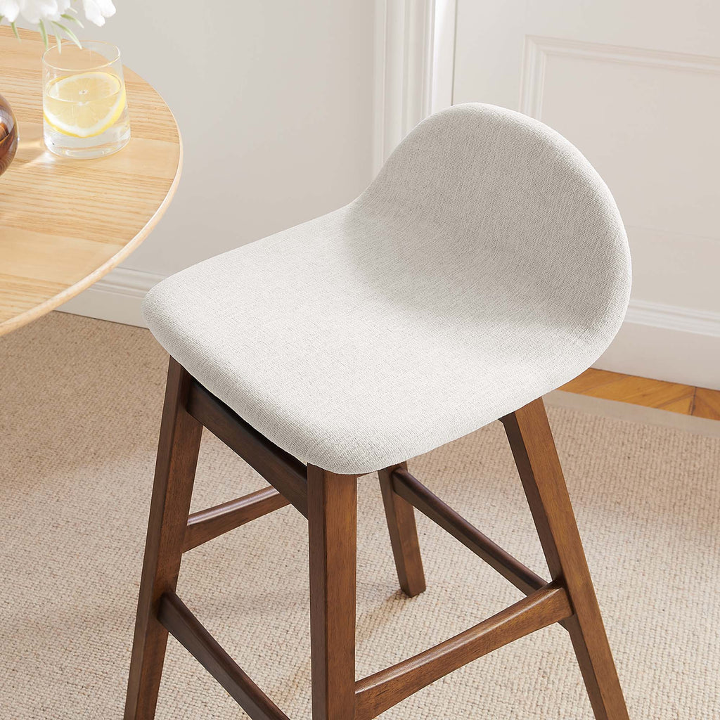 Juno Wood Bar Stool Set of 2 - Ivory Fabric