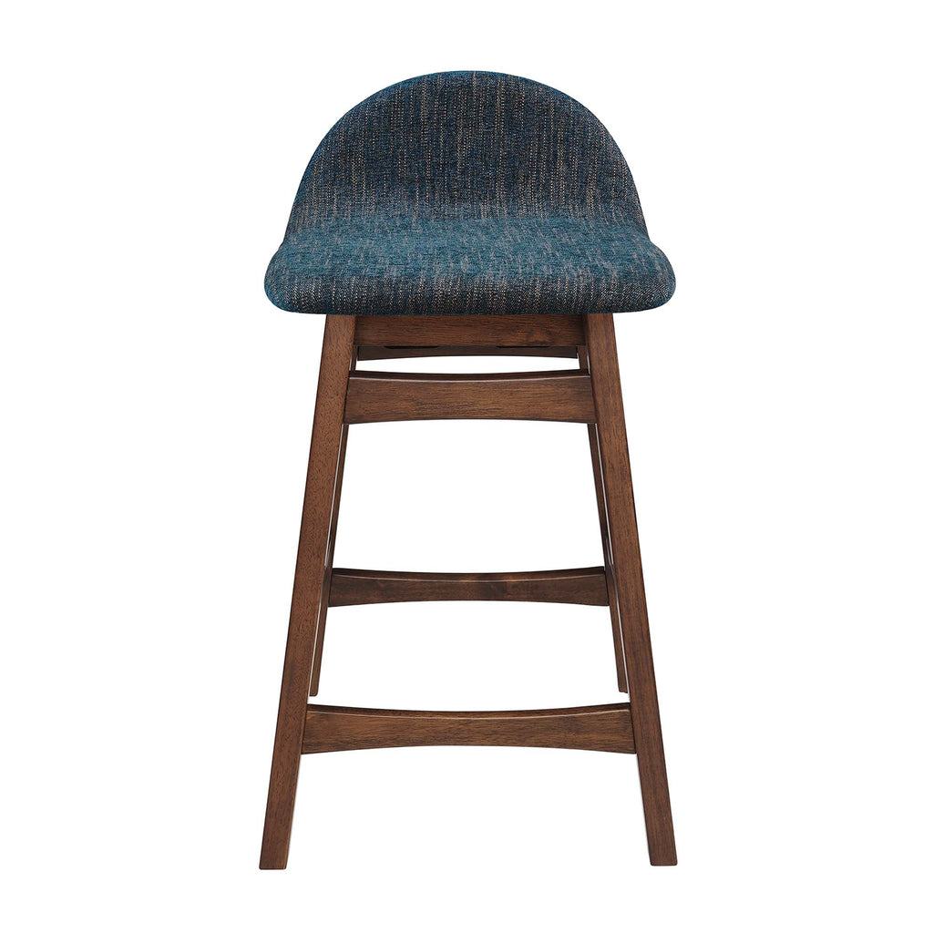 Juno Wood Counter Stool Set of 2 - Navy Fabric