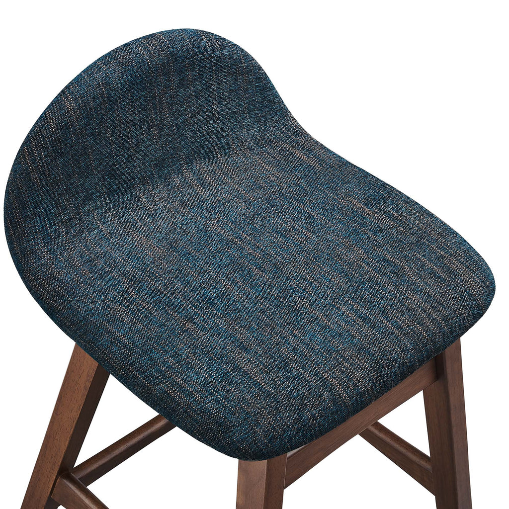 Juno Wood Counter Stool Set of 2 - Navy Fabric
