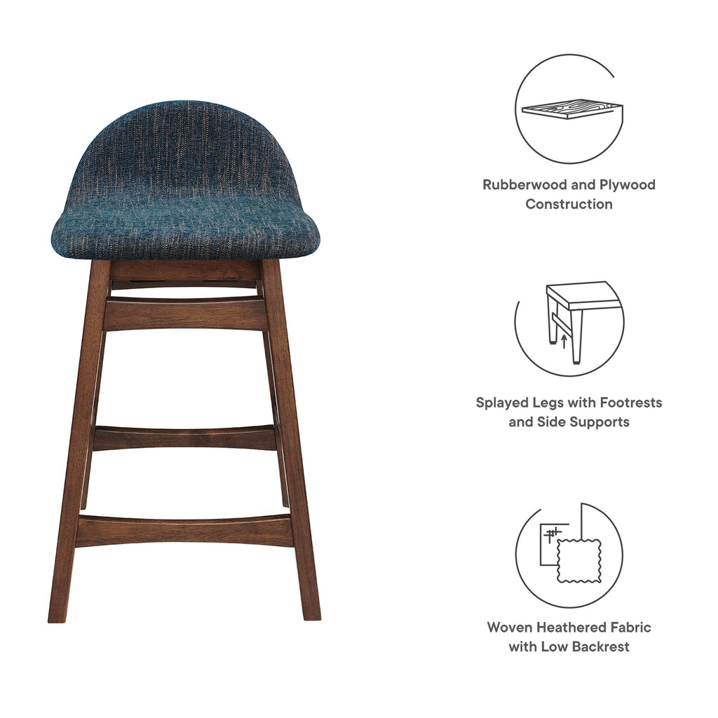 Juno Wood Counter Stool Set of 2 - Navy Fabric