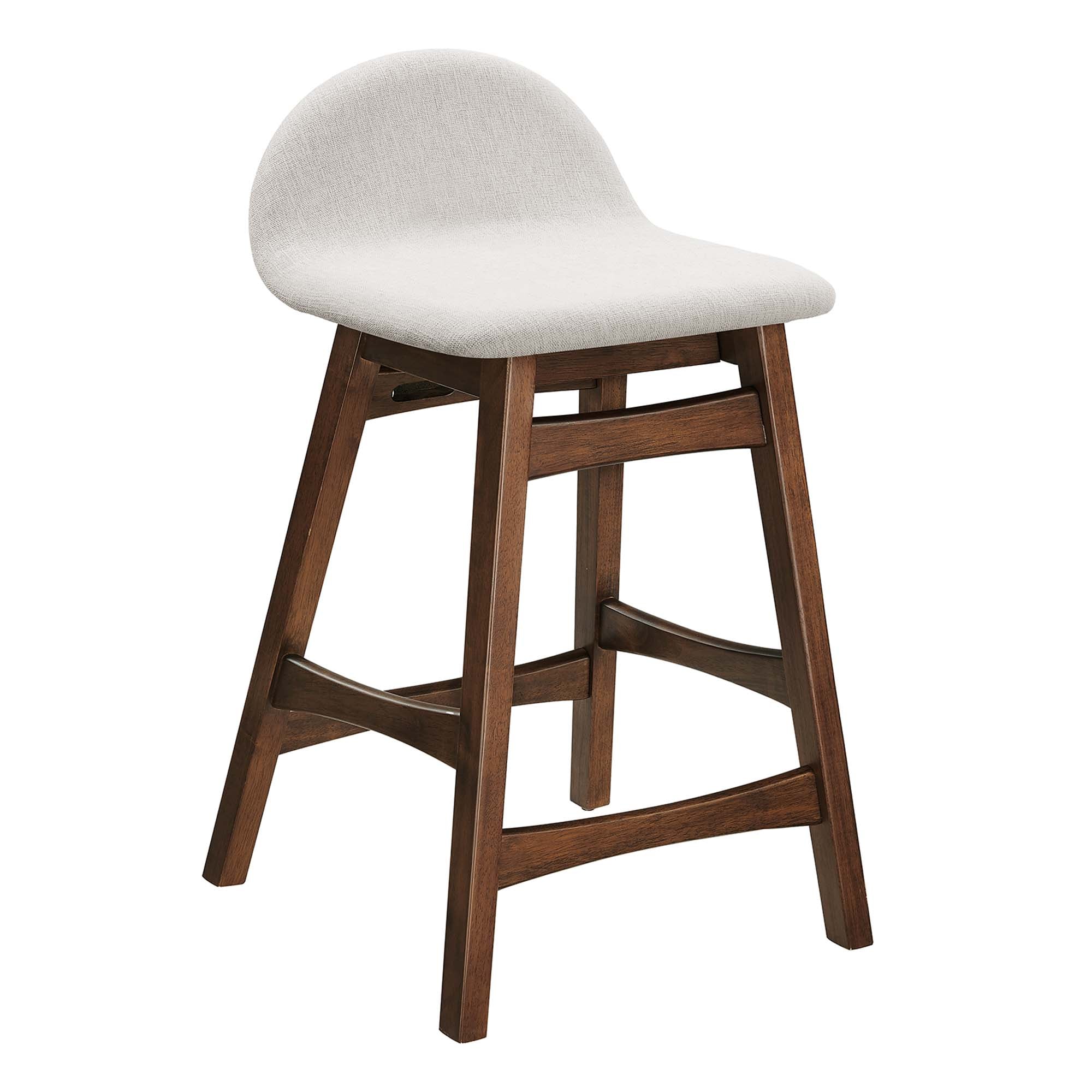 Juno Wood Counter Stool Set of 2 - Ivory Fabric