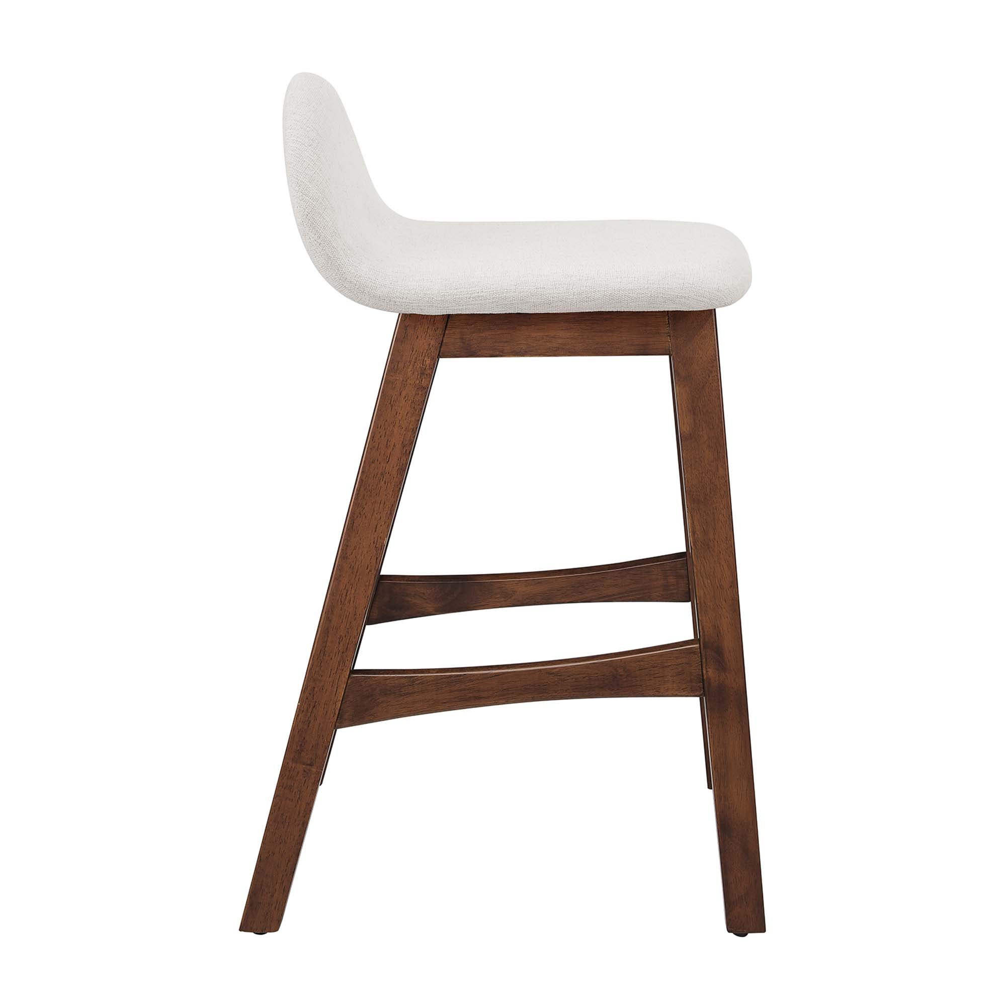 Juno Wood Counter Stool Set of 2 - Ivory Fabric