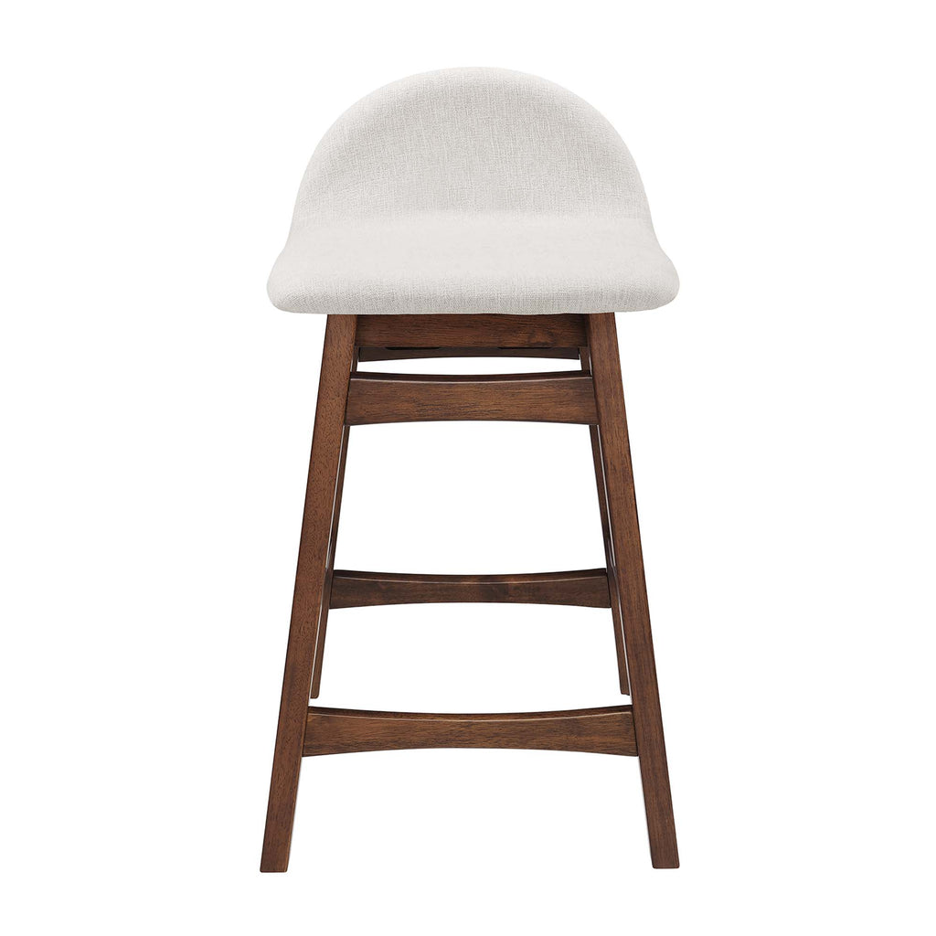 Juno Wood Counter Stool Set of 2 - Ivory Fabric