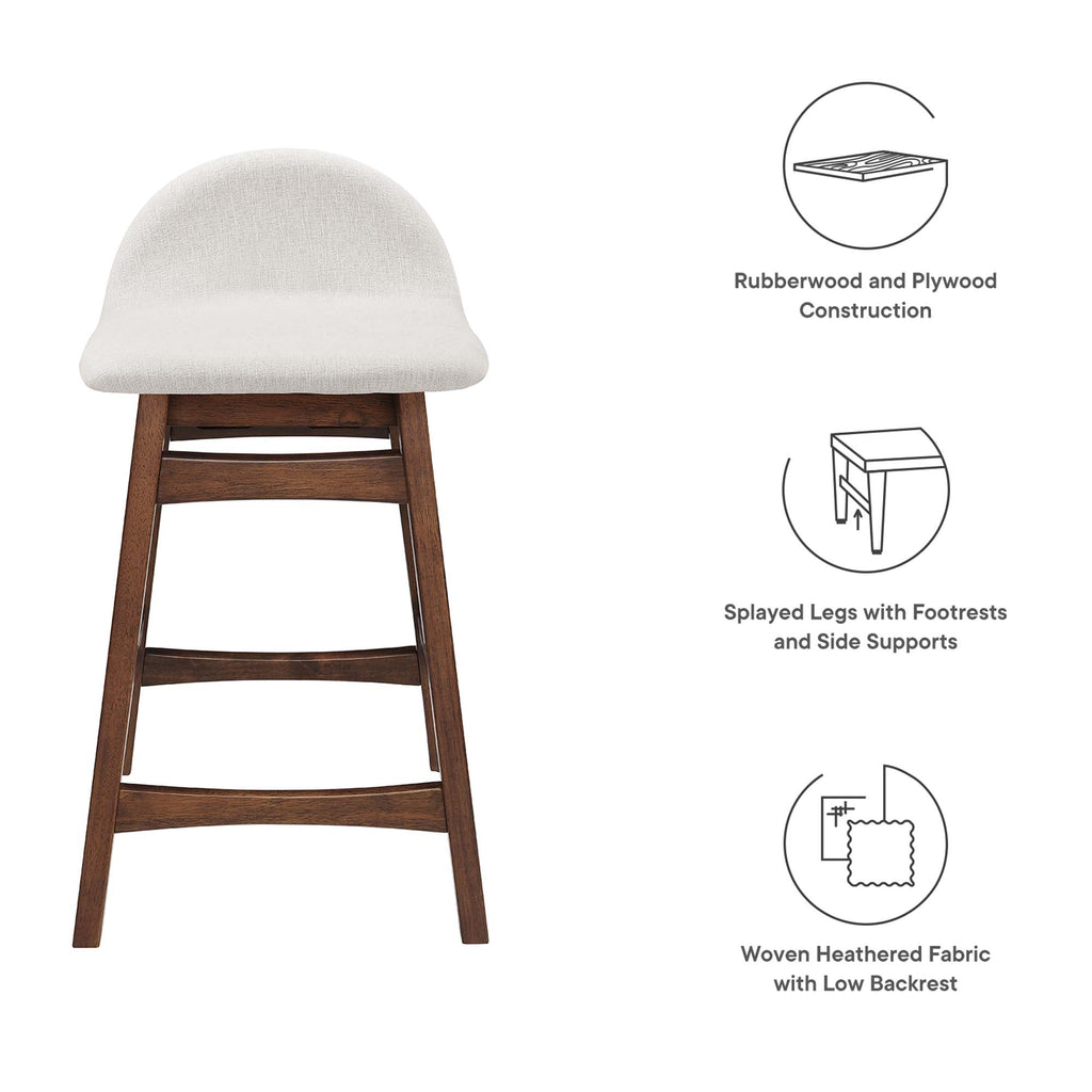 Juno Wood Counter Stool Set of 2 - Ivory Fabric