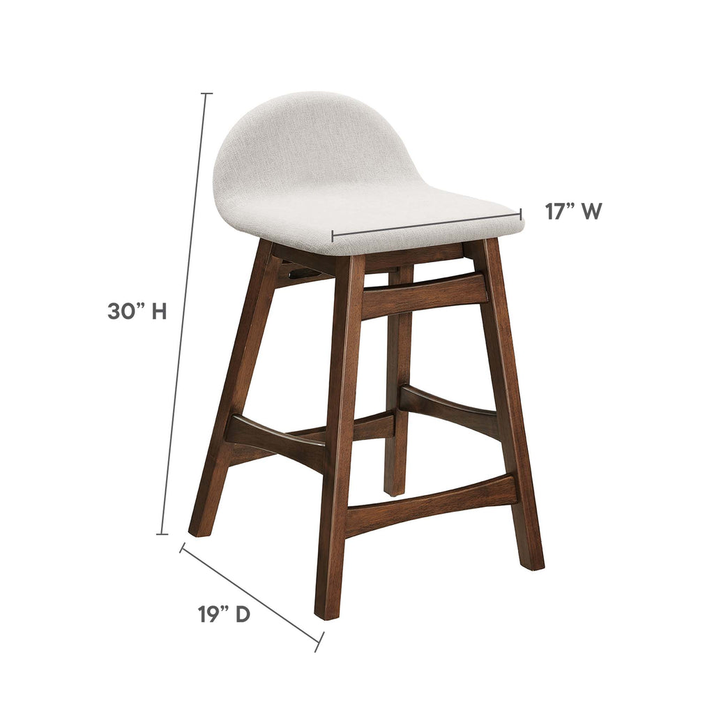 Juno Wood Counter Stool Set of 2 - Ivory Fabric