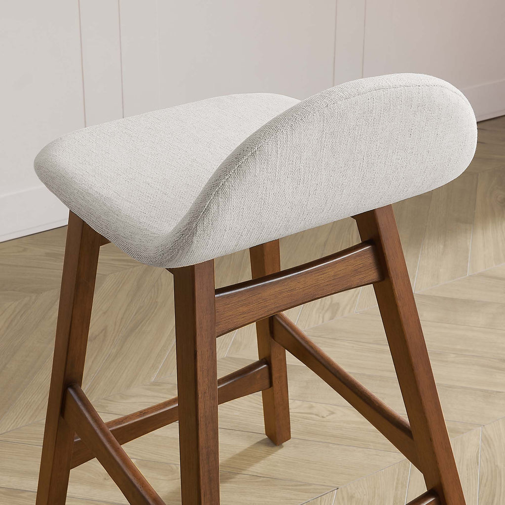 Juno Wood Counter Stool Set of 2 - Ivory Fabric