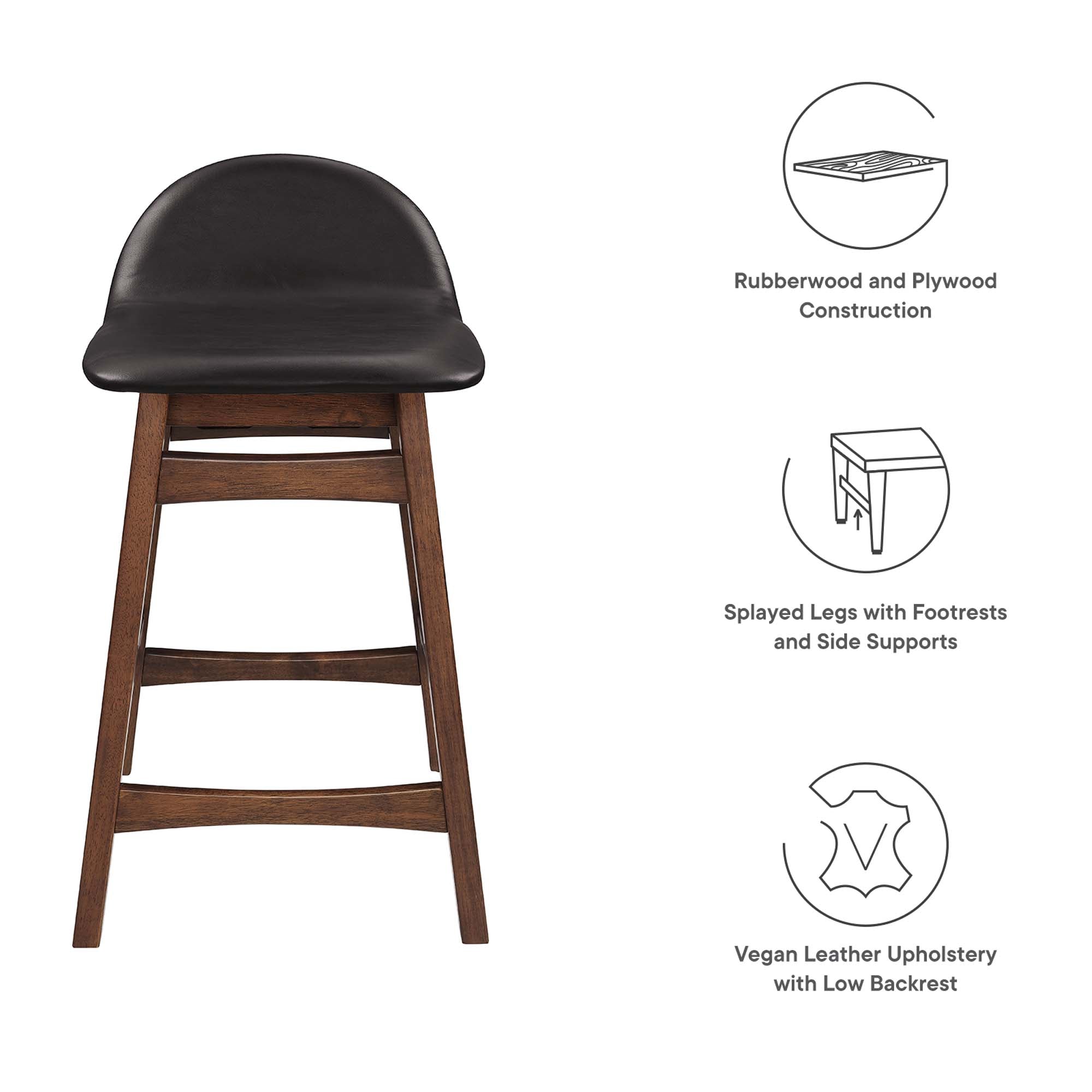 Juno Wood Counter Stool Set of 2 - Brown