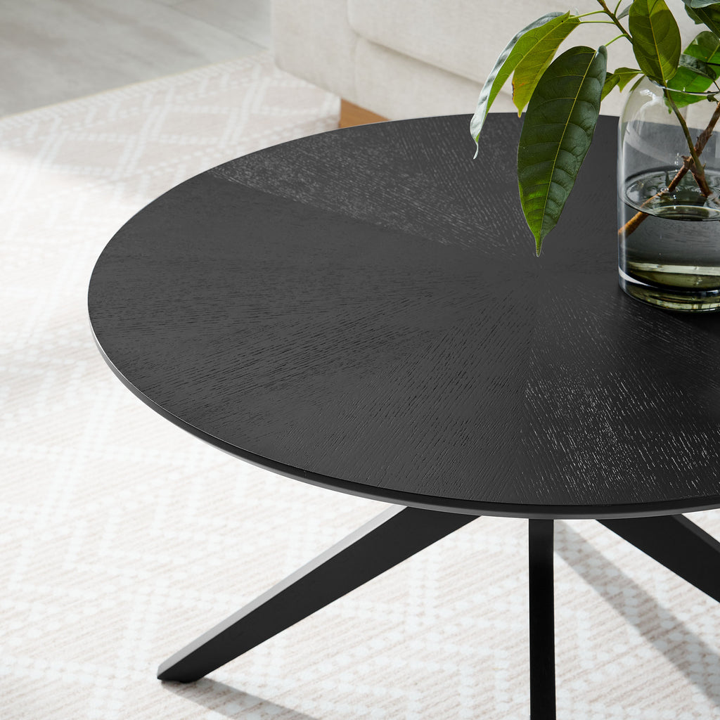 Crossroads Round Wood Coffee Table - Black