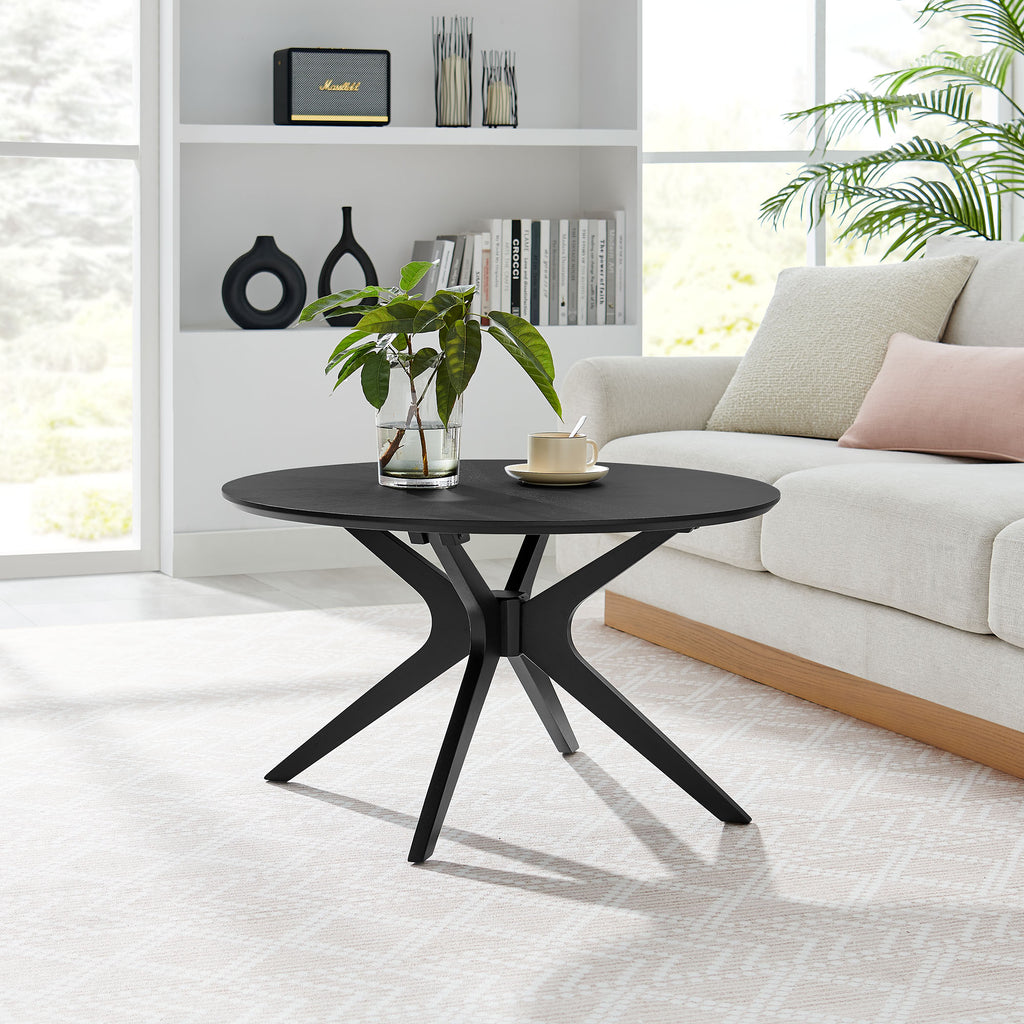 Crossroads Round Wood Coffee Table - Black