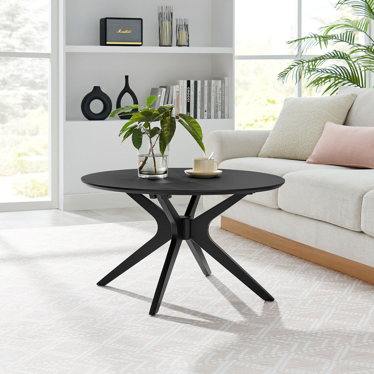 Crossroads Round Wood Coffee Table - Black
