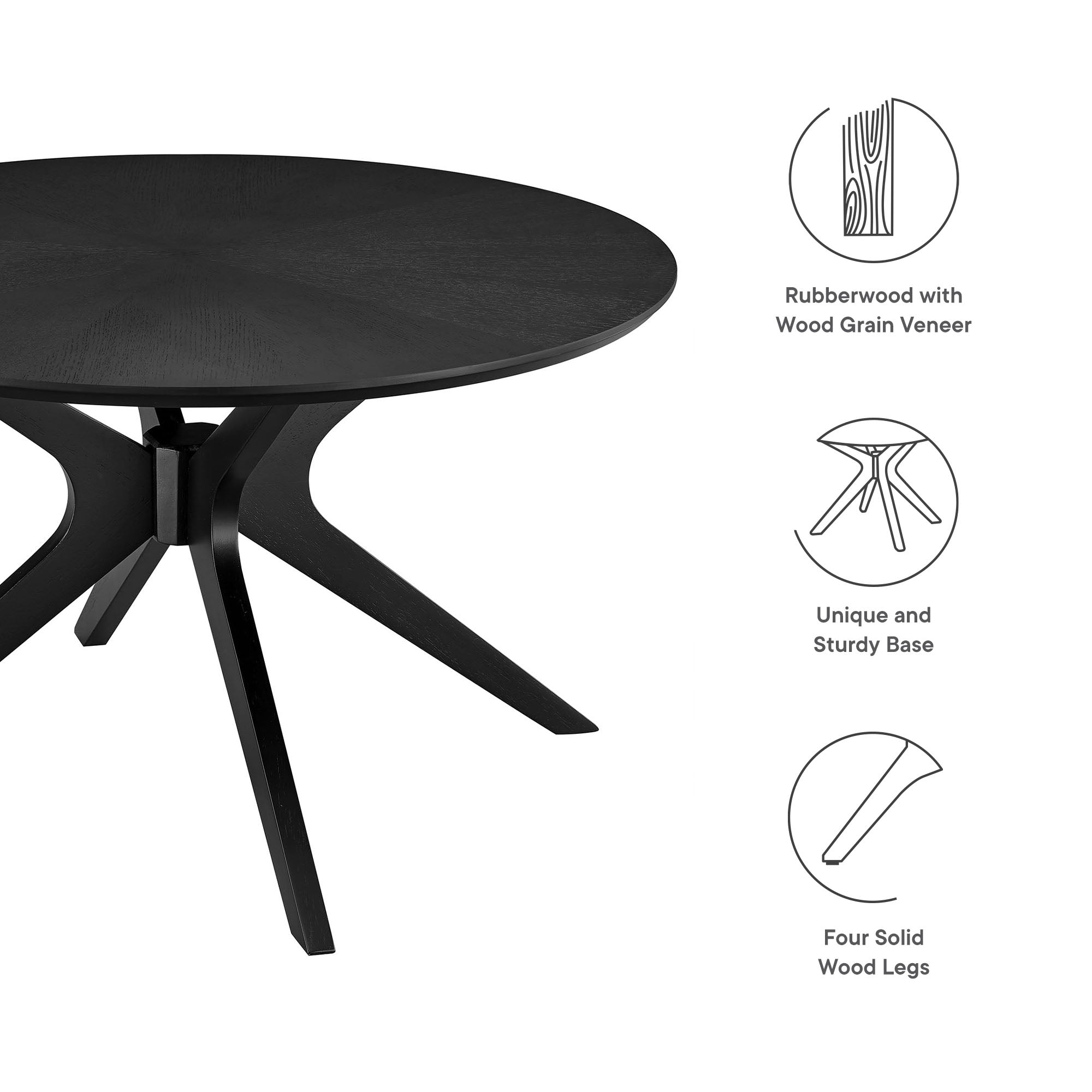 Crossroads Round Wood Coffee Table - Black