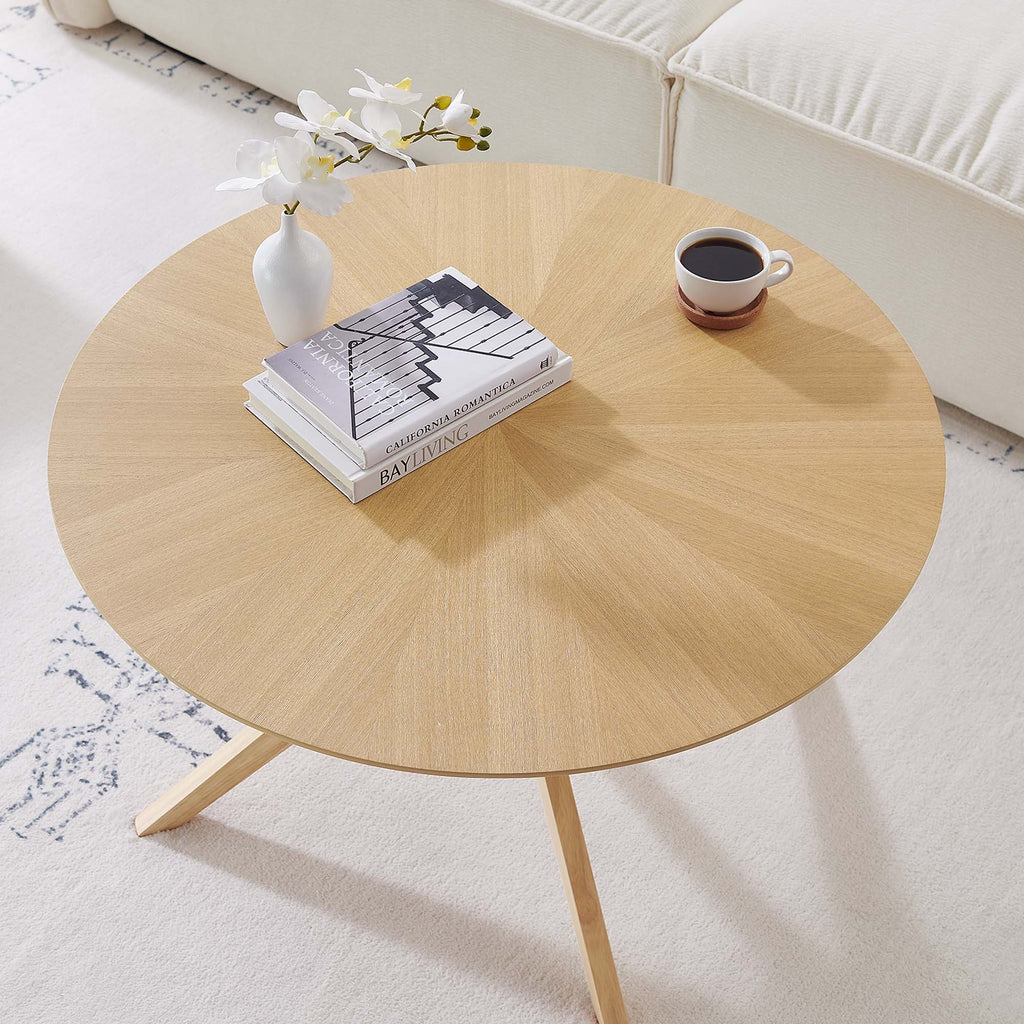 Crossroads Round Wood Coffee Table - Oak