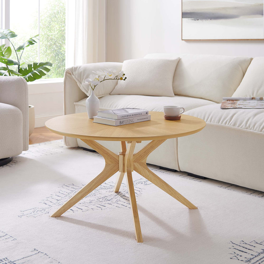 Crossroads Round Wood Coffee Table - Oak