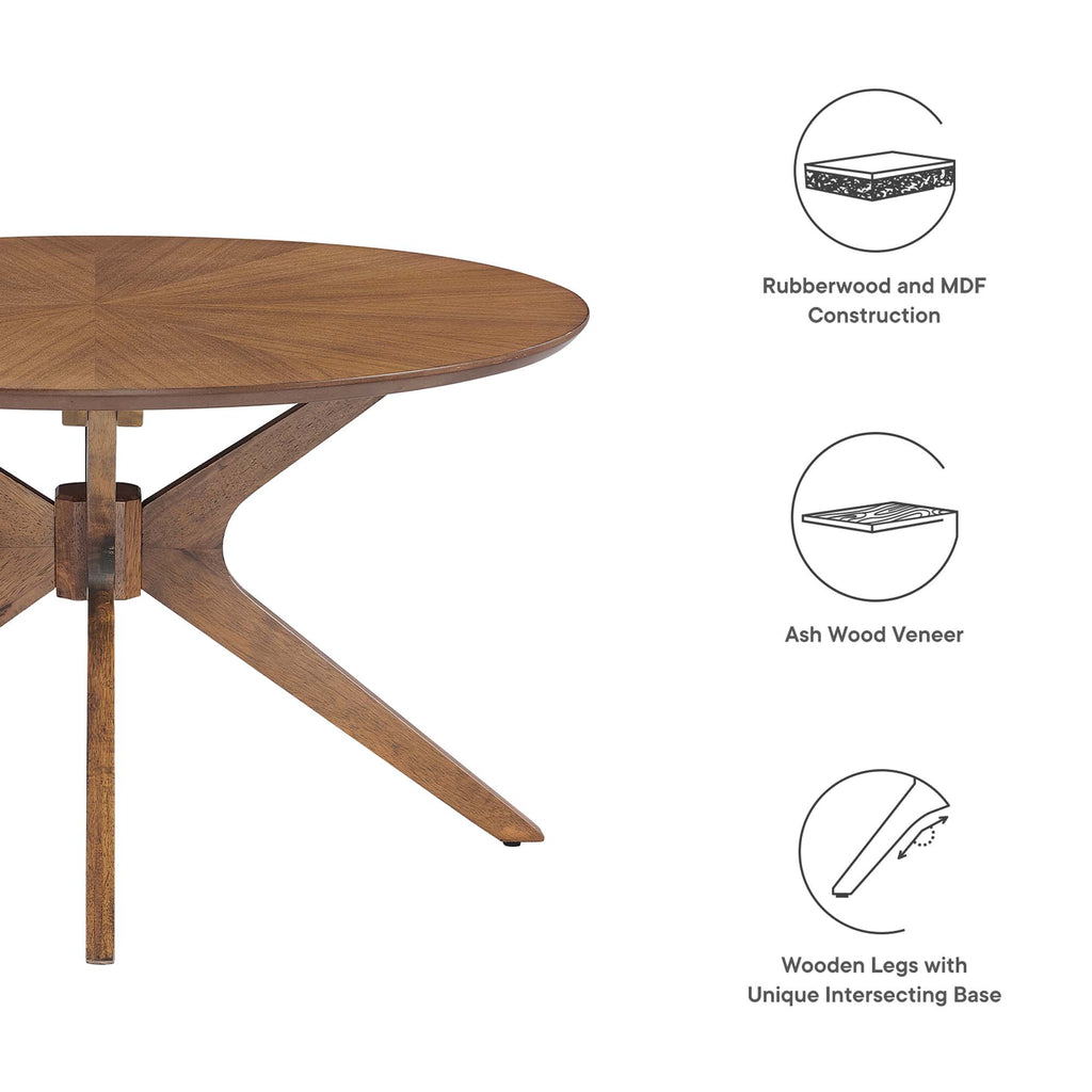 Crossroads Round Wood Coffee Table - Walnut