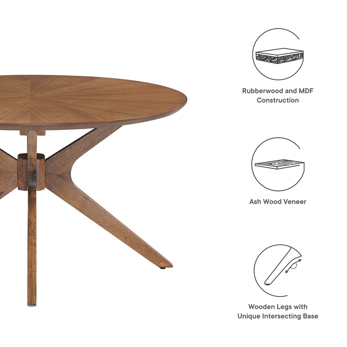 Crossroads Round Wood Coffee Table - Walnut