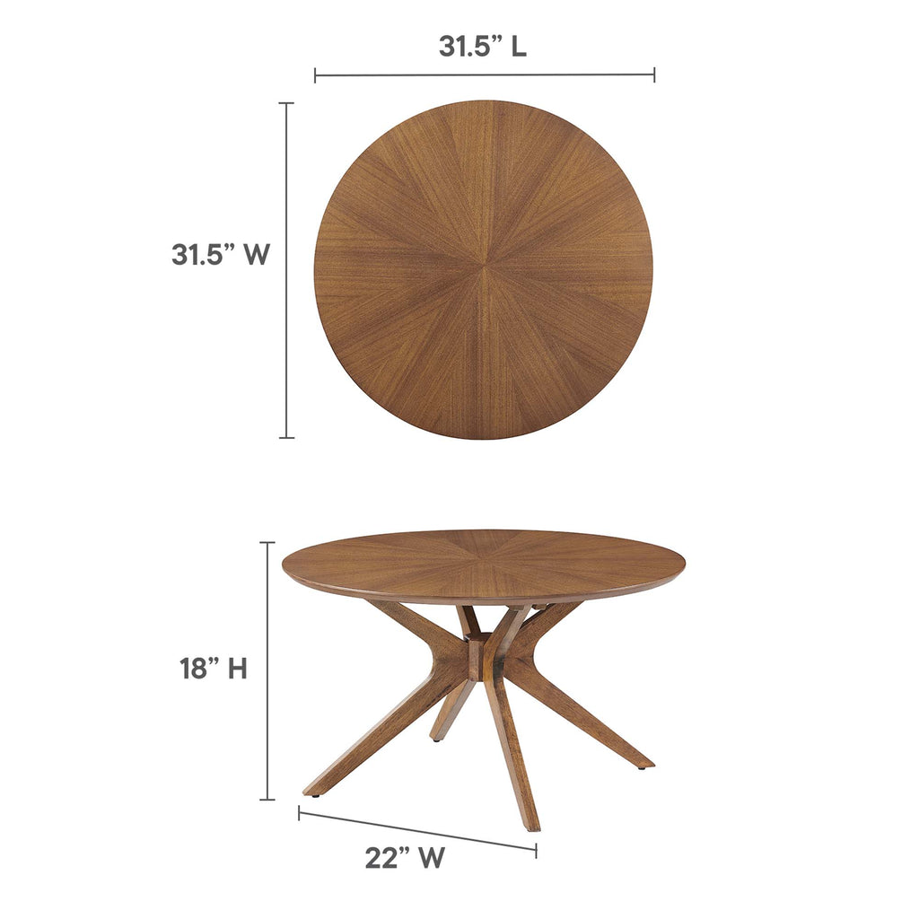 Crossroads Round Wood Coffee Table - Walnut