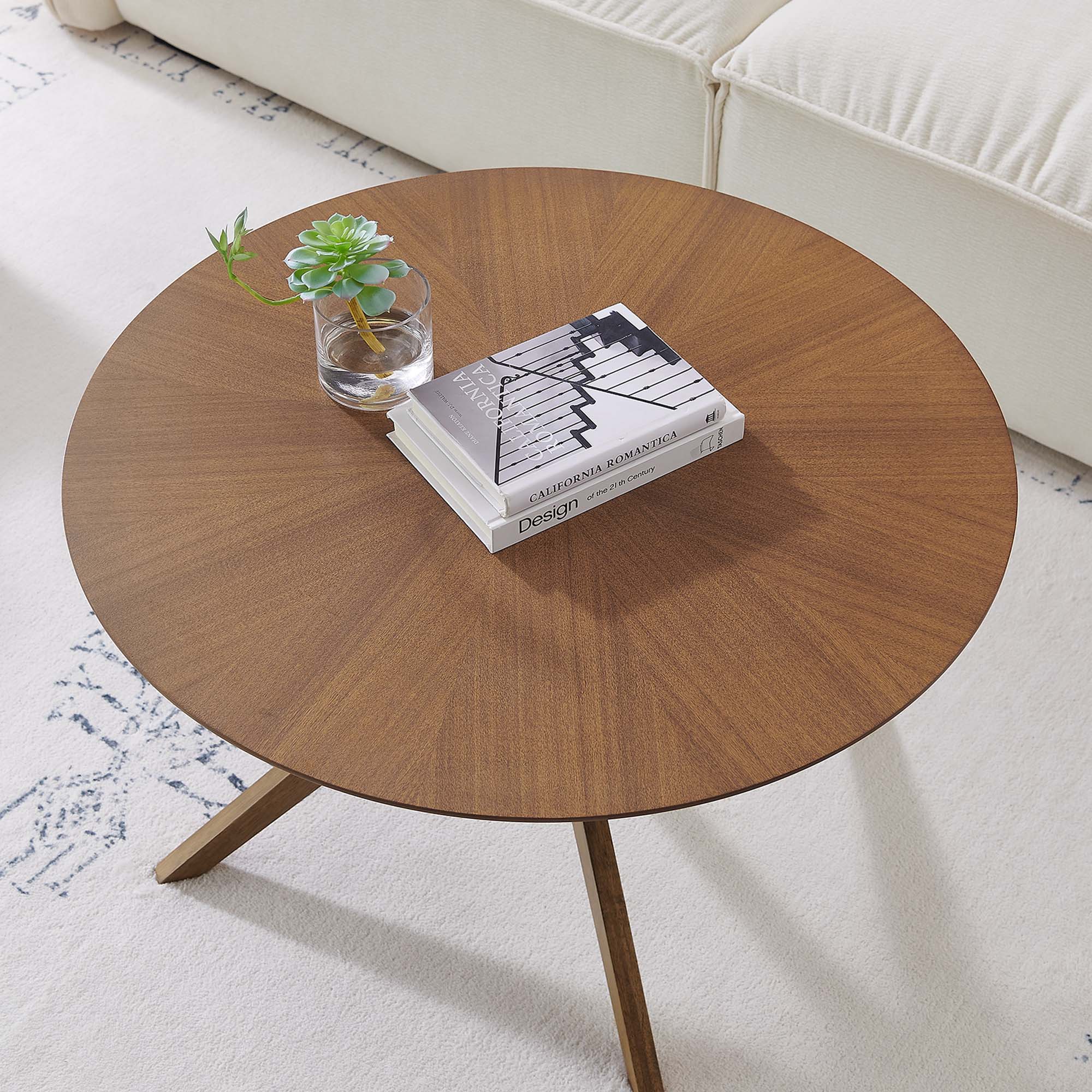 Crossroads Round Wood Coffee Table - Walnut