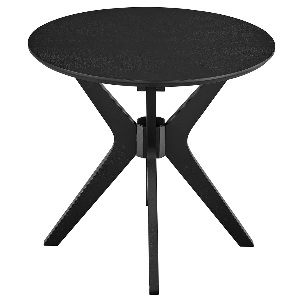 Crossroads 24" Round Wood Side Table - Black
