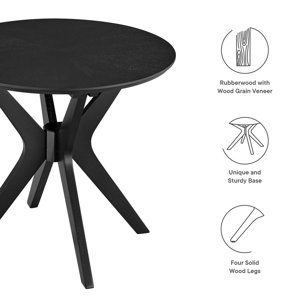 Crossroads 24" Round Wood Side Table - Black