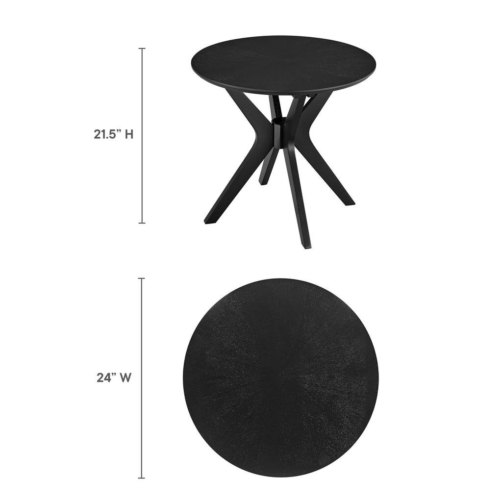 Crossroads 24" Round Wood Side Table - Black