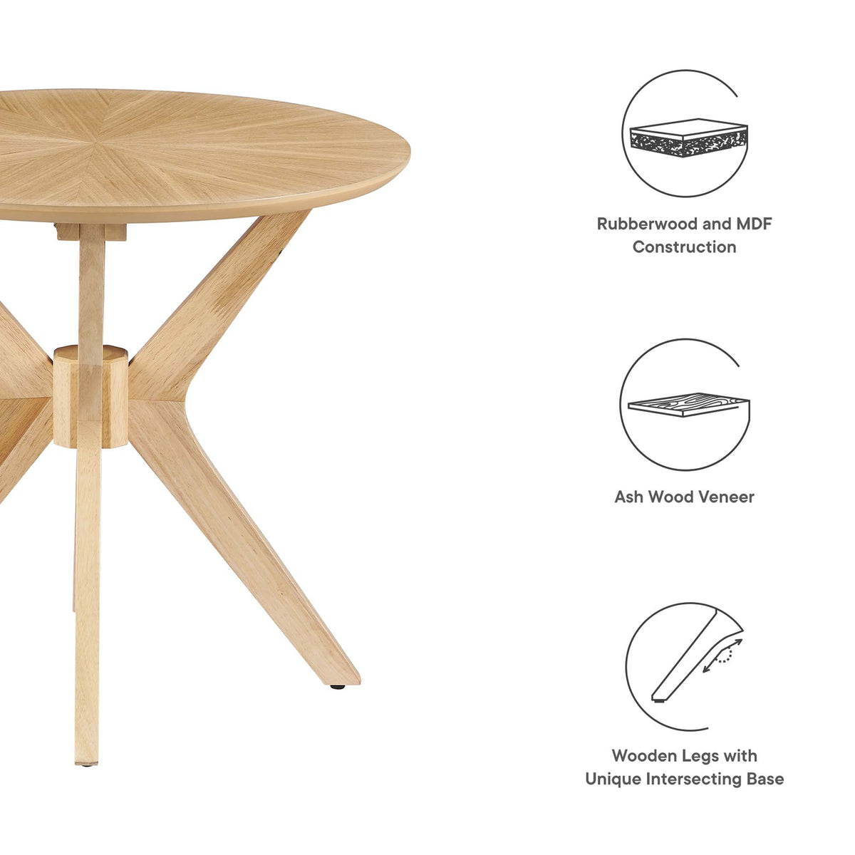 Crossroads 24" Round Wood Side Table - Oak