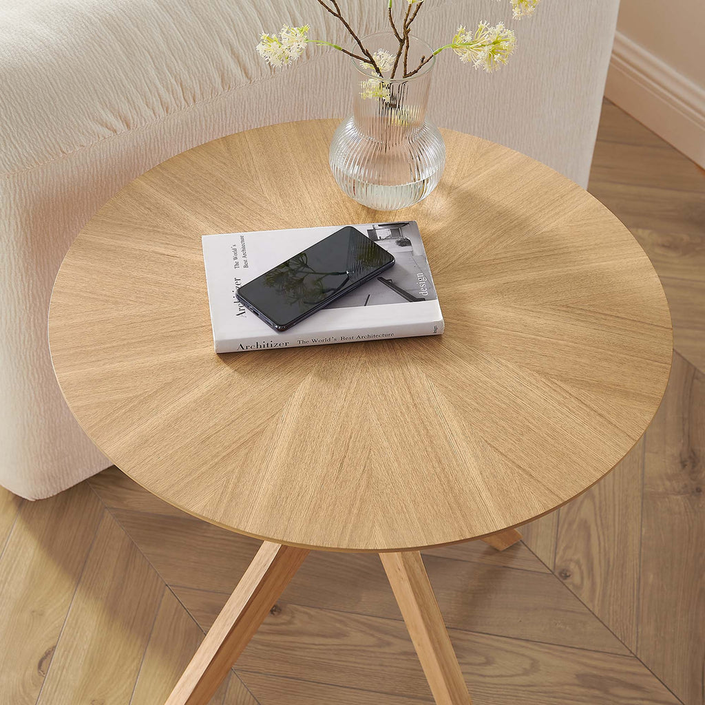 Crossroads 24" Round Wood Side Table - Oak