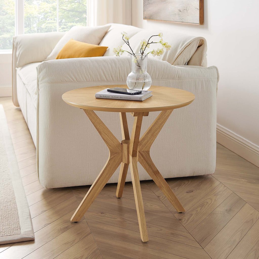 Crossroads 24" Round Wood Side Table - Oak